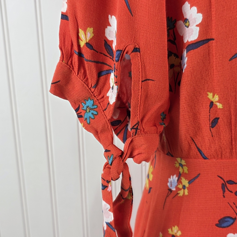 Maeve by Anthropologie Eudora Orange Floral Button Front Midi Dress Size 6 - Picture 8 of 13